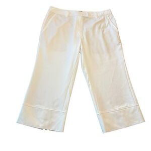 Adidas Womens White Stretch Golf Pants Wide Leg Cropped Trousers Size 8 3-Stripe
